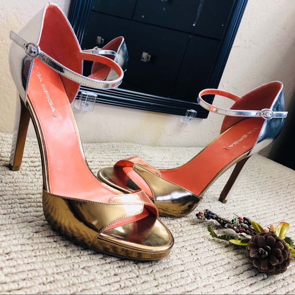 VIA SPIGA silver and gold heels 👠 💕‼️❤️
